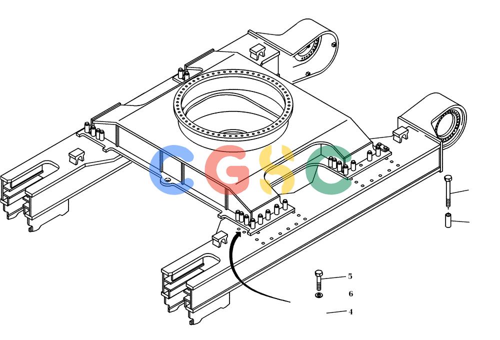 纽荷兰零件查询(EC450) - CRAWLER EXCAVATOR (SN: 750001-UP) (11/99-) (01.200[001]) - FRAME LOWER CARRIAGE WITH MOUNT. PARTS (S/N 750020-750020) New Holland Constructuion