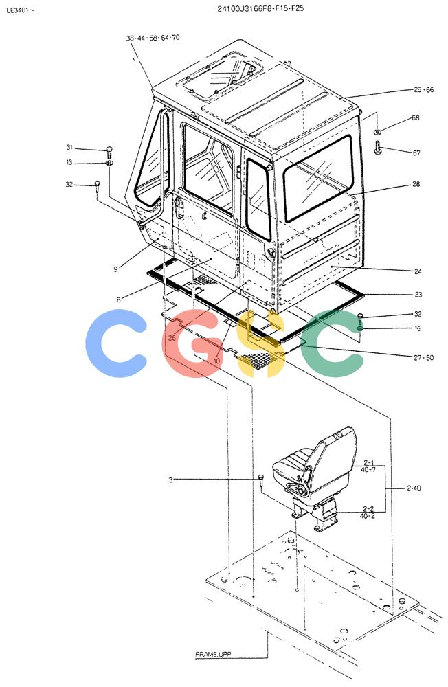 神钢零件查询(K903B) - EXCAVATOR ASN LE3401 (1/85-12/03) (02-003) - INSTAL, CAB, (FOR EXPORT) P/N 24100J3166F8 Kobelco