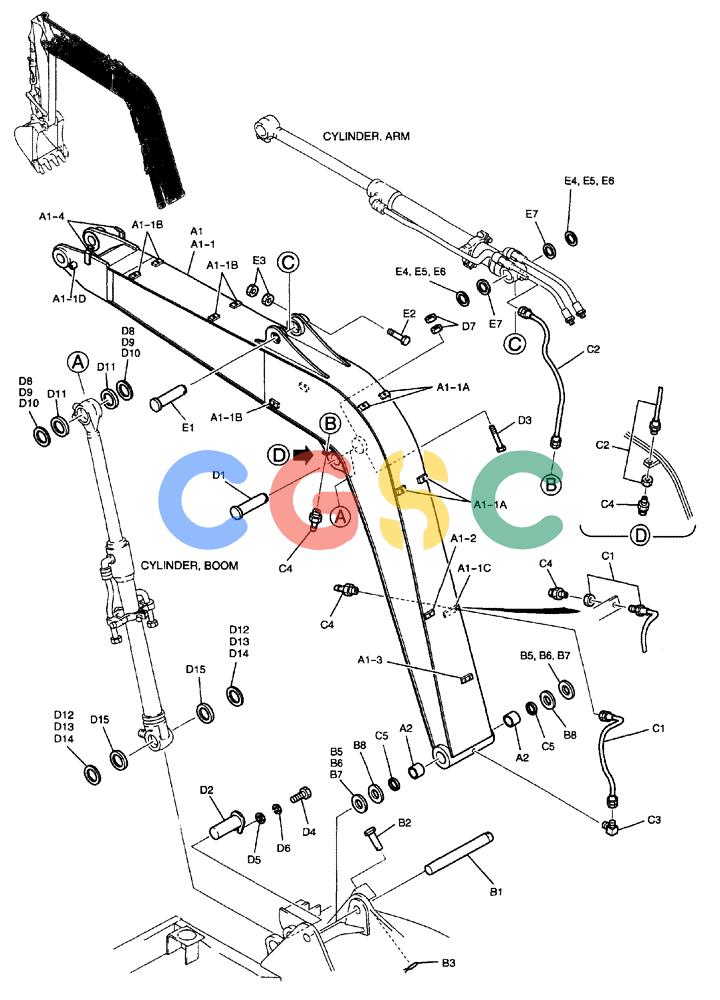 纽荷兰零件查询(EH70) - MIDI CRAWLER EXCAVATOR (N.A.) (1/05-) (095) - BOOM ASSEMBLY, STANDARD 3.72 M (12 FT 2 IN) New Holland Constructuion