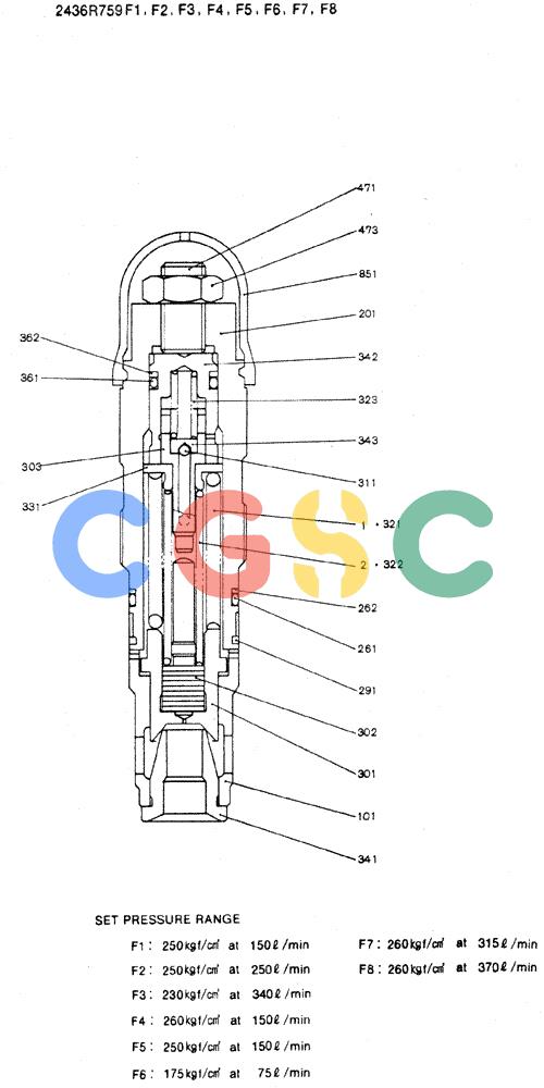 神钢零件查询(MD240C) - EXCAVATOR ASN LLU00601 (1/80-12/06) (13-002) - VALVE ASSY, RELIEF Kobelco