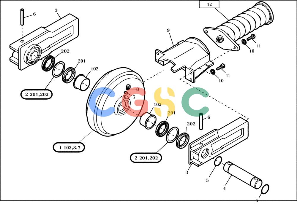 纽荷兰零件查询(EC160) - CRAWLER EXCAVATOR (4/99-) (06.160[001]) - GUIDE WHEEL INSTALL.MATERIAL (S/N 716001-UP) New Holland Constructuion