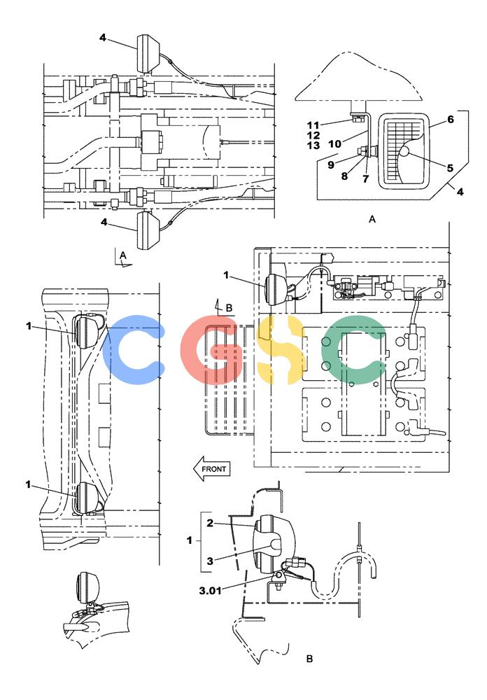 纽荷兰零件查询(E805) - CRAWLER EXCAVATOR TIER 3 (7/06-) (04-007-00[01]) - LAMP, WORK New Holland Constructuion