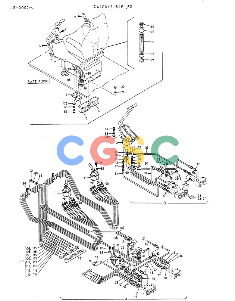 神钢零件查询(K916LC) - EXCAVATOR ASN YS0119 (1/87-12/03) (03-012[01]) - REMOTE CONTROL ASSY (WRIST CONTROL TYPE)(P/N 24100X2151F1,F2) Kobelco