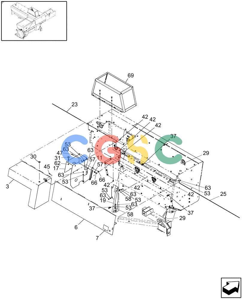 凯斯零件查询(SB531) - SMALL SQUARE BALER (9/08-12/15) (90.105.53) - SHIELDS, REAR, SB531 AUSTRALIA Case Agriculture