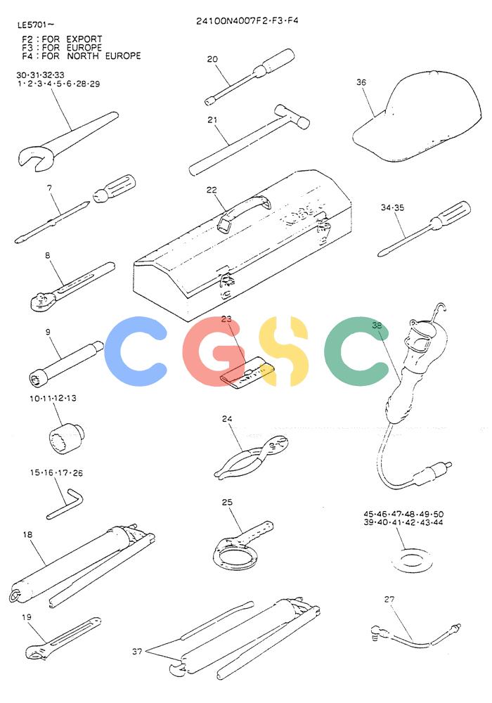 神钢零件查询(K903) - MARK II EXCAVATOR BTW LE6601 - LE7871 (1/88-12/03) (10-003[03]) - TOOL ASSY (FOR EXPORT) Kobelco