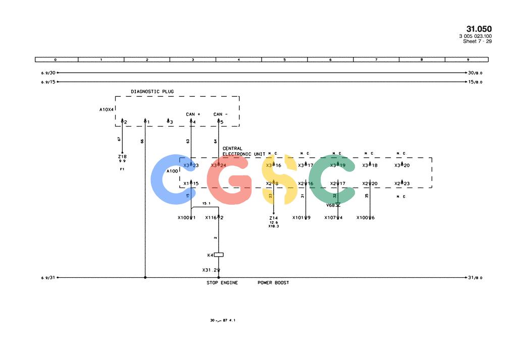 纽荷兰零件查询(EC450) - CRAWLER EXCAVATOR (SN: 750001-UP) (11/99-) (31.050[007]) - ELECTRICAL COMPON. I.CIRCUIT DIAGRAM PAGE 7(S/N 750001-UP) New Holland Constructuion