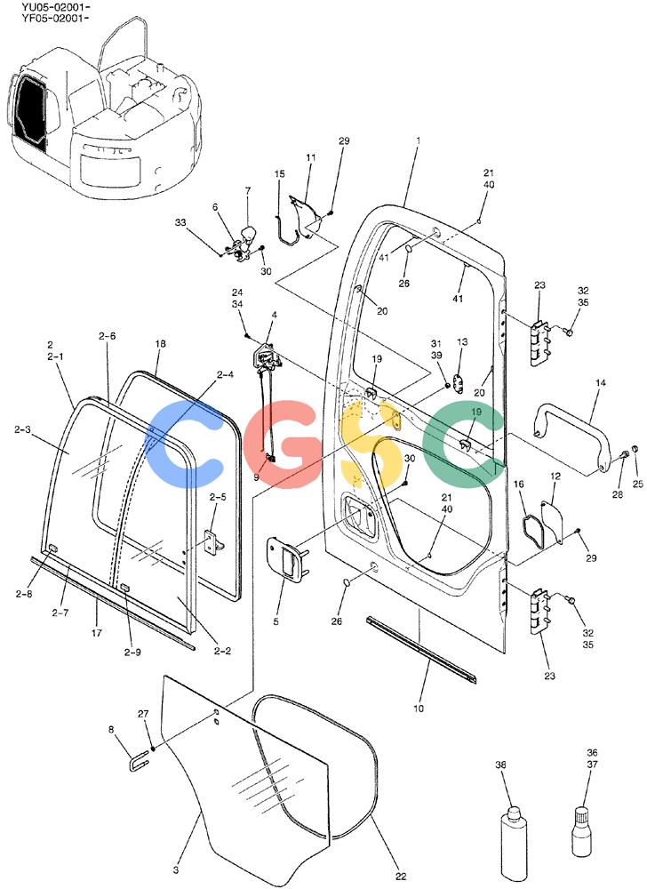 纽荷兰零件查询(E235BSRNLC) - CRAWLER EXCAVATOR ASN YU05-02001 (01-046) - DOOR ASSY, CAB New Holland Constructuion
