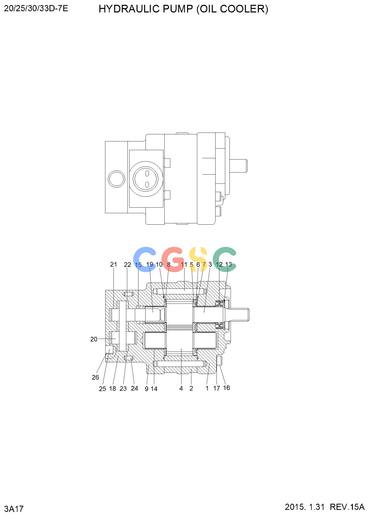 现代零件查询20/25/30/33D-7E HYDRAULIC PUMP (OIL COOLER)EPC Hyundai 
