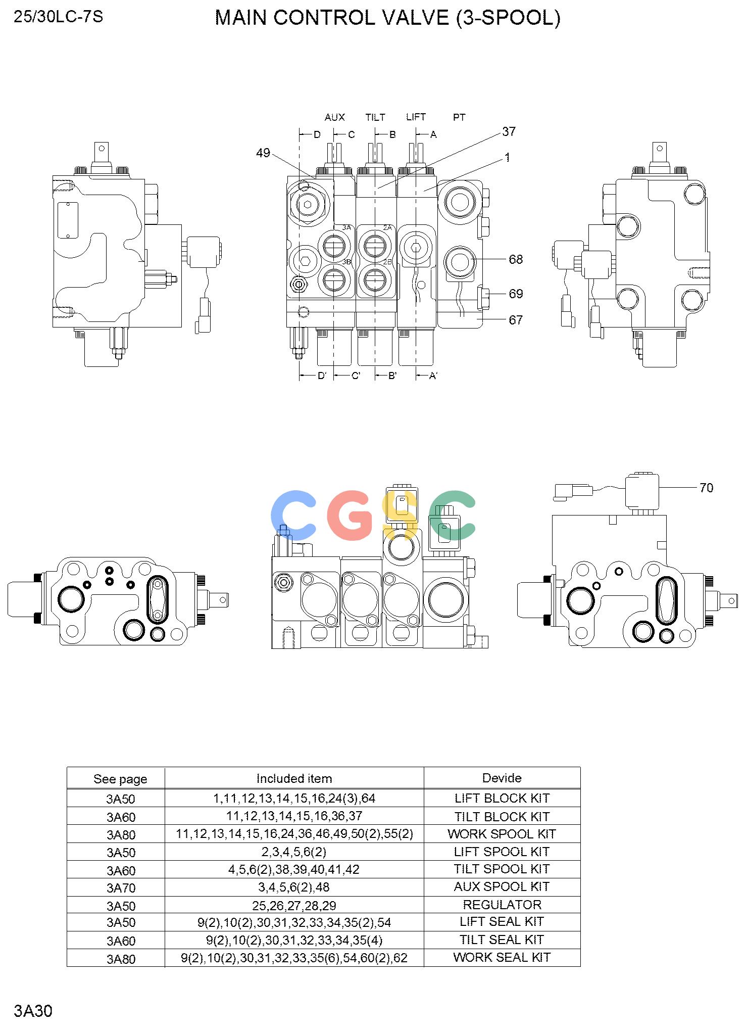 现代零件查询25/30LC-7M MAIN CONTROL VALVE(3-SPOOL)EPC Hyundai 