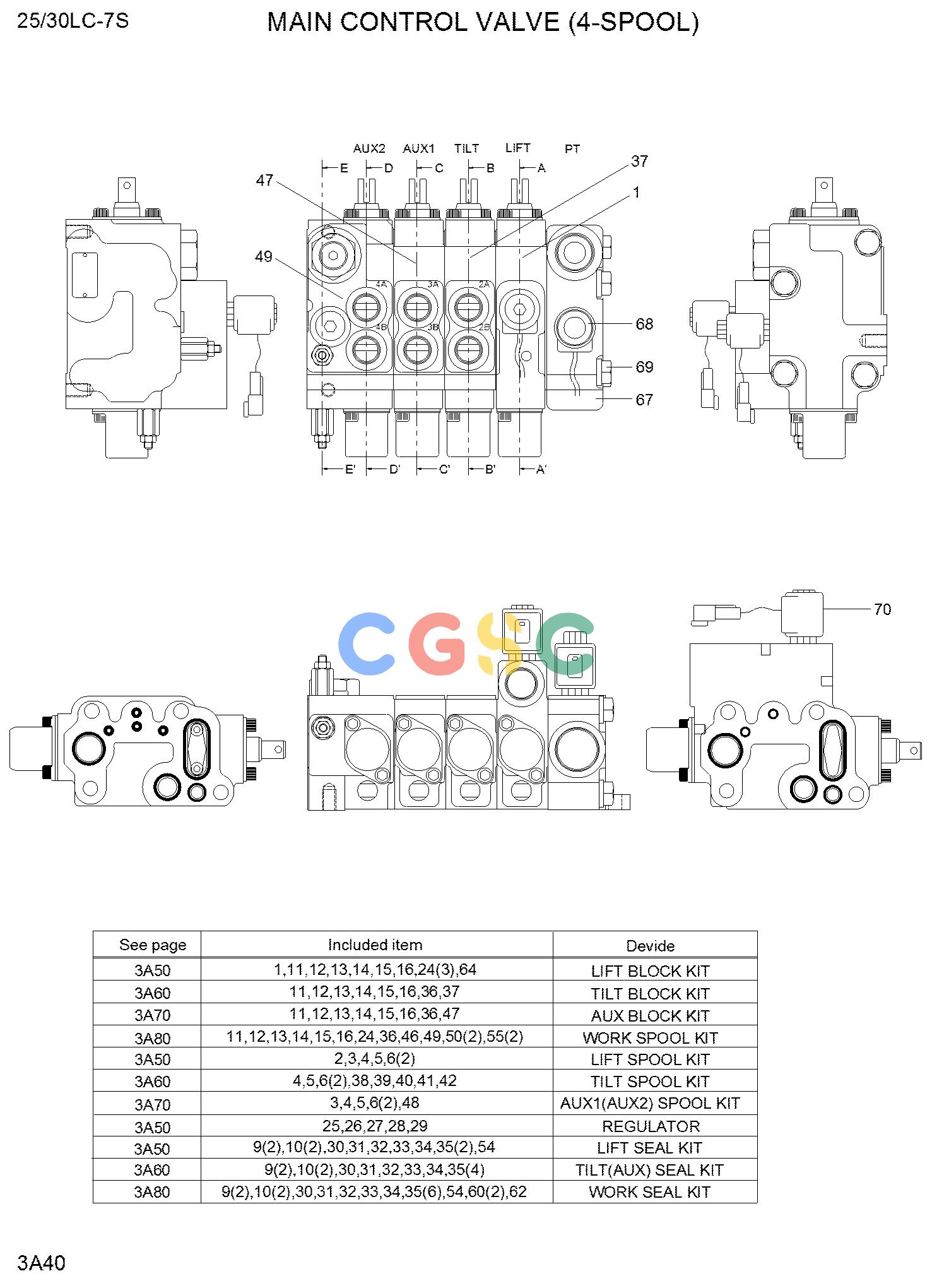 现代零件查询25/30LC-7S MAIN CONTROL VALVE (4-SPOOL)EPC Hyundai 