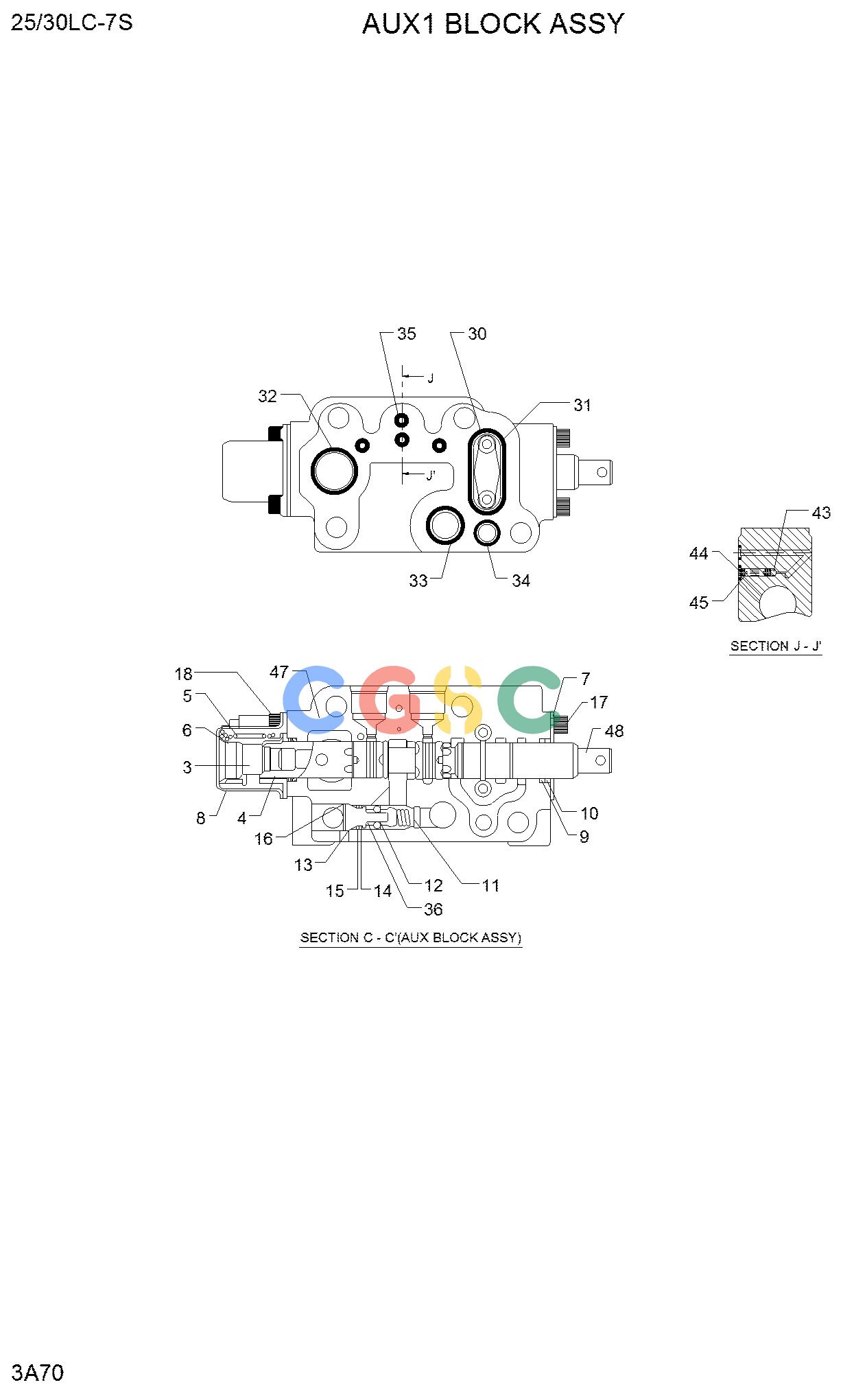 现代零件查询25/30LC-7S AUX 1 BLOCK ASSYEPC Hyundai 