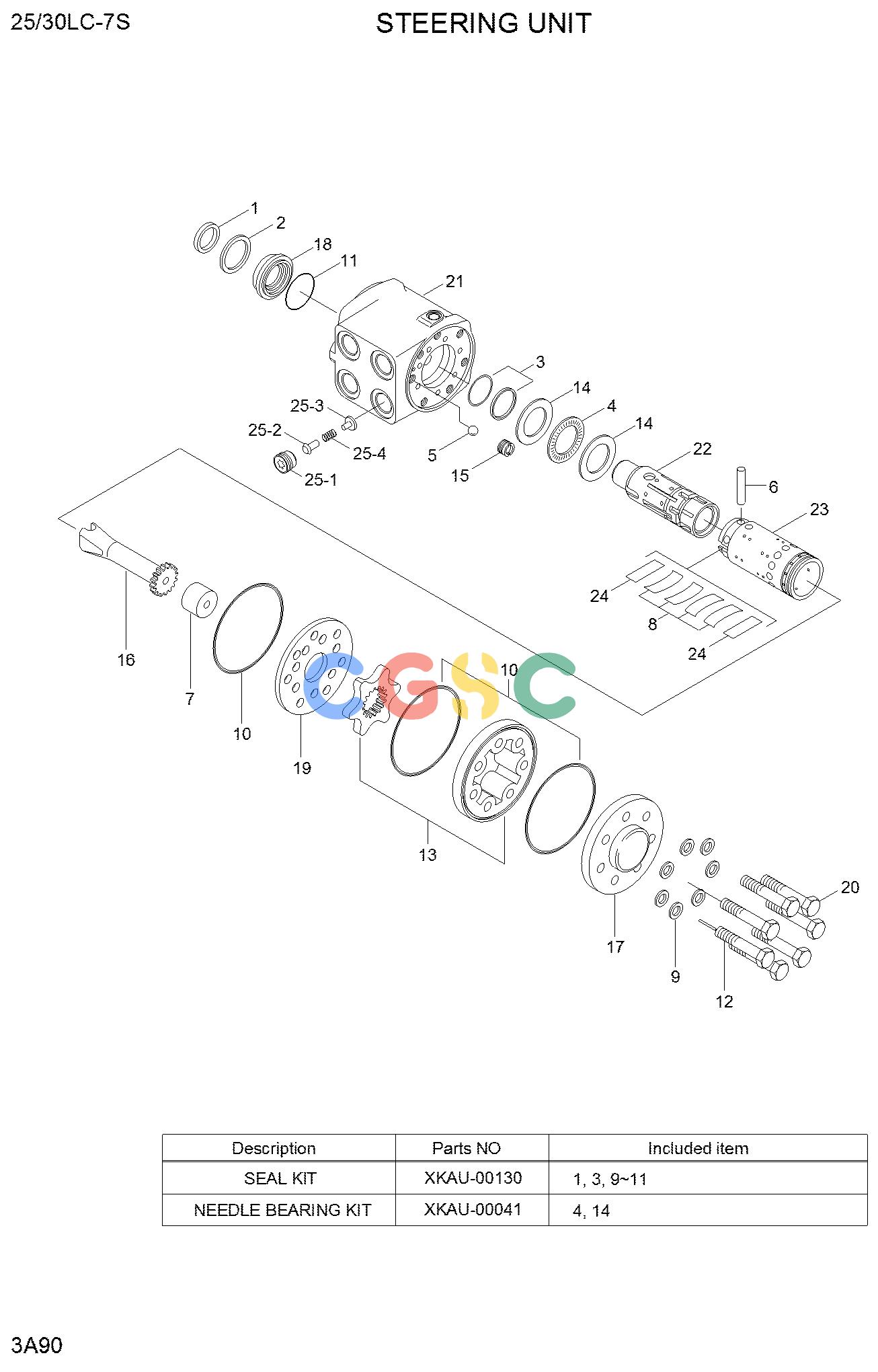 现代零件查询25/30LC-7S STEERING UNITEPC Hyundai 