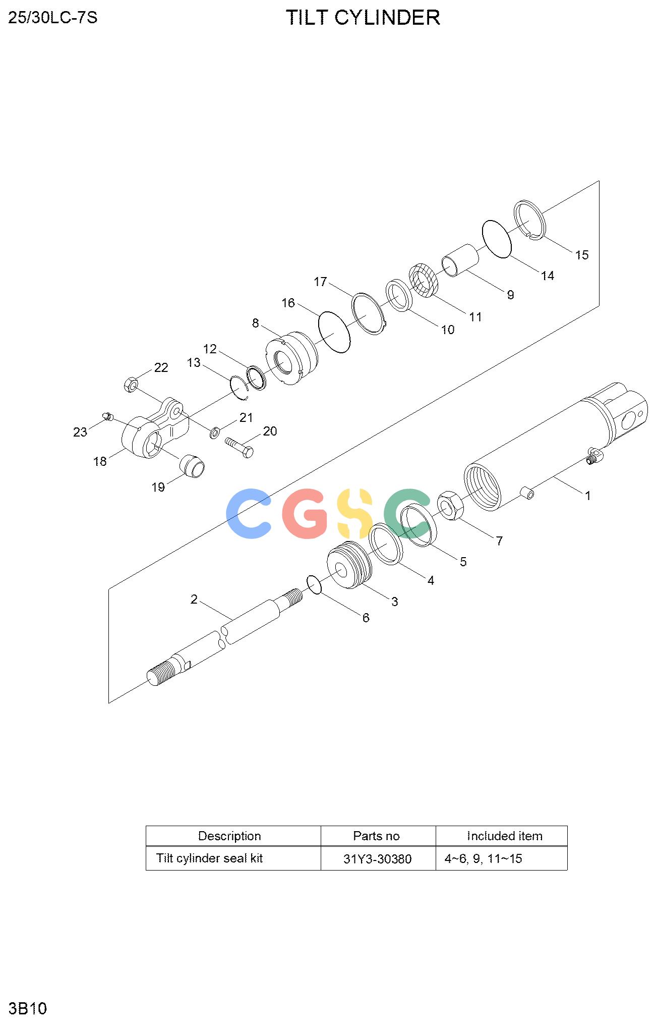现代零件查询25/30LC-7S TILT CYLINDEREPC Hyundai 