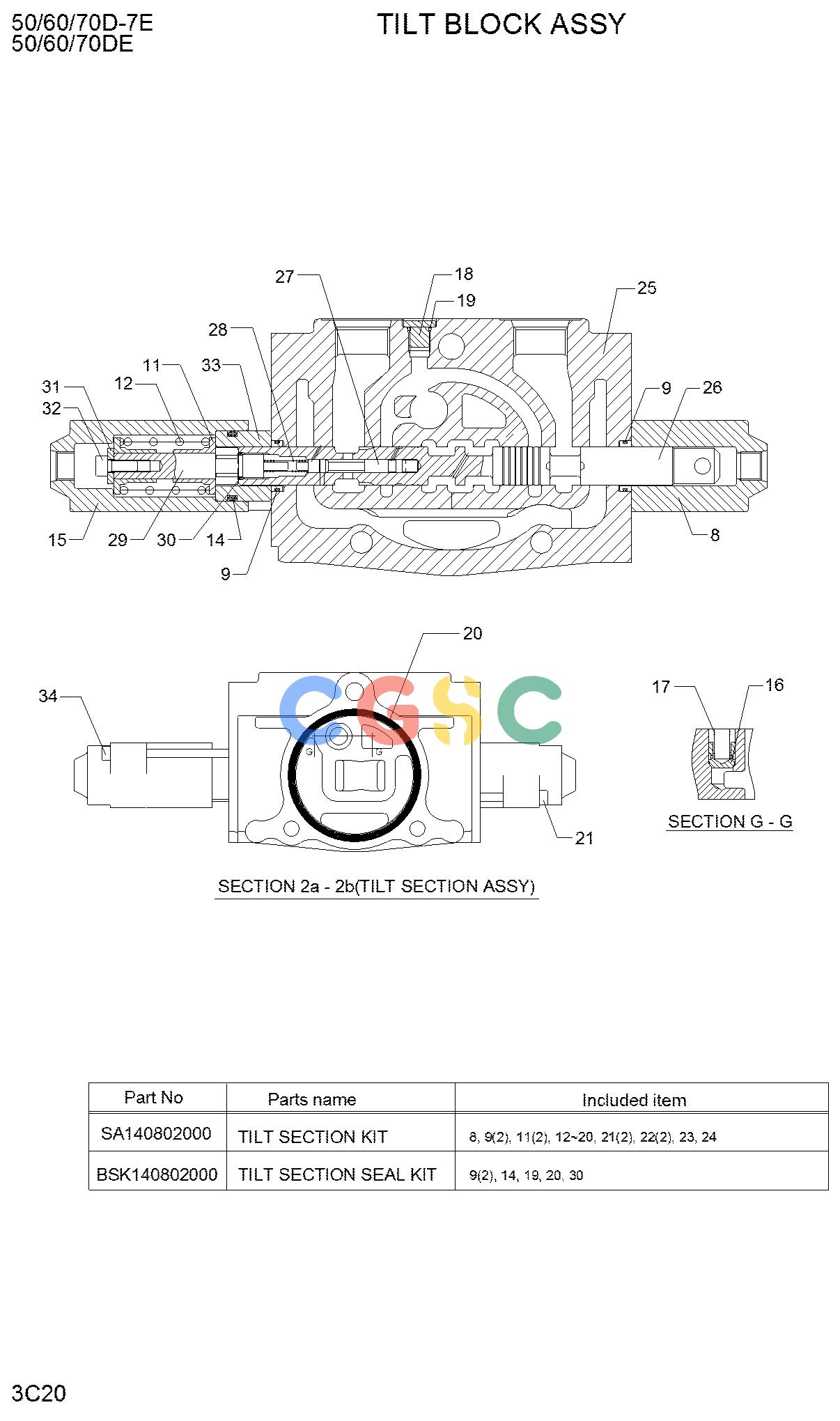 现代零件查询50/60/70D-7E ACE TILT BLOCK ASSYEPC Hyundai 