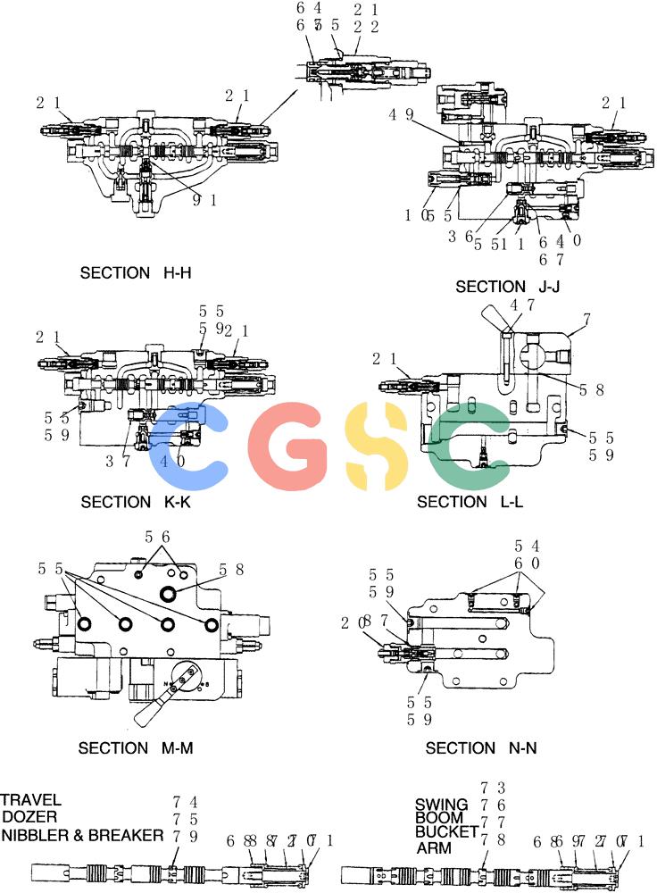 纽荷兰零件查询(E80BMSR) - CRAWLER EXCAVATOR ASN LF05-04001 - (N8TA18060) (HC001[4]) - VALVE ASSY, CONTROL (MAIN) New Holland Constructuion