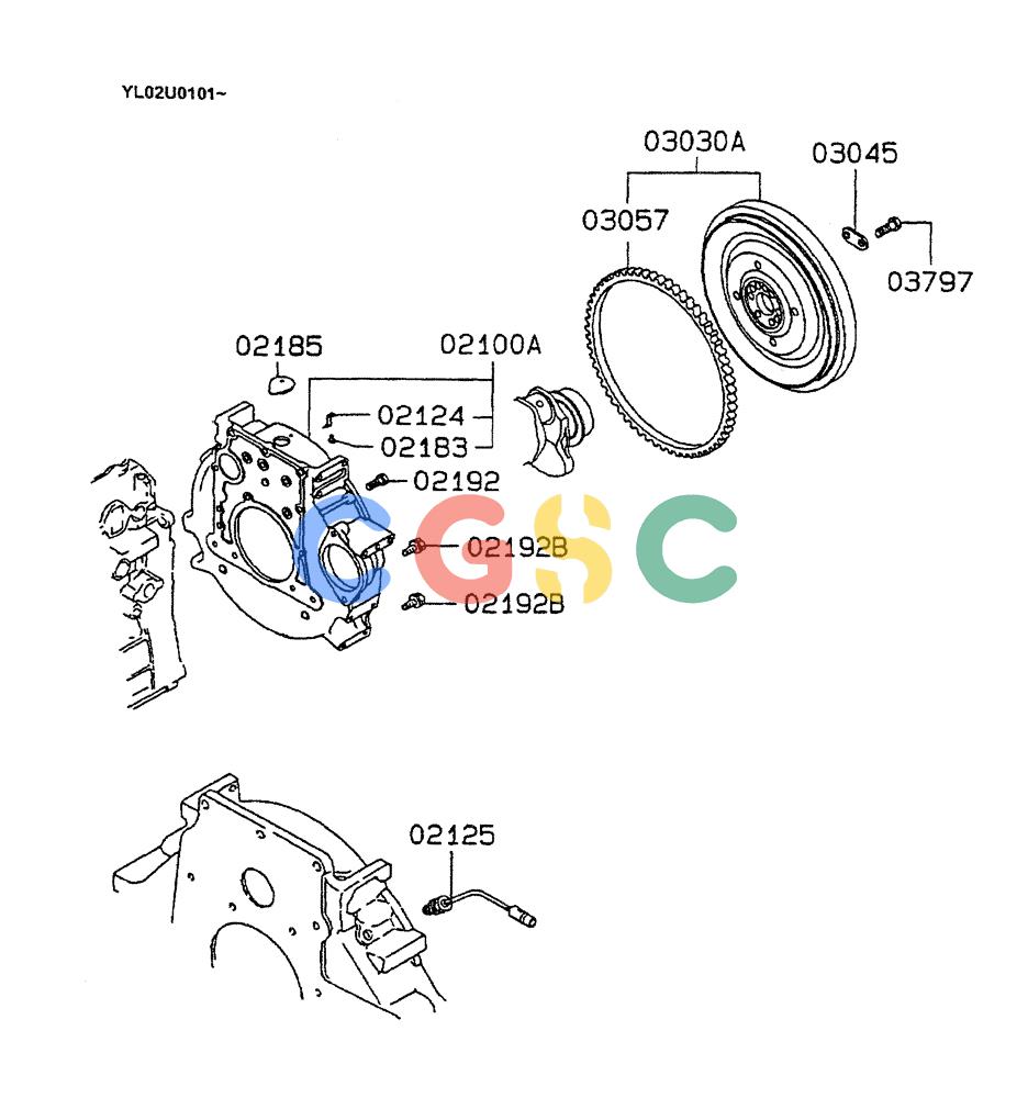 神钢零件查询(ED190LC) - BLADE RUNNER EXCAVATOR/DOZER BTW YL02U0101 - YL03U0135 (1/02-12/06) (07-010) - FLYWHEEL & HOUSING Kobelco