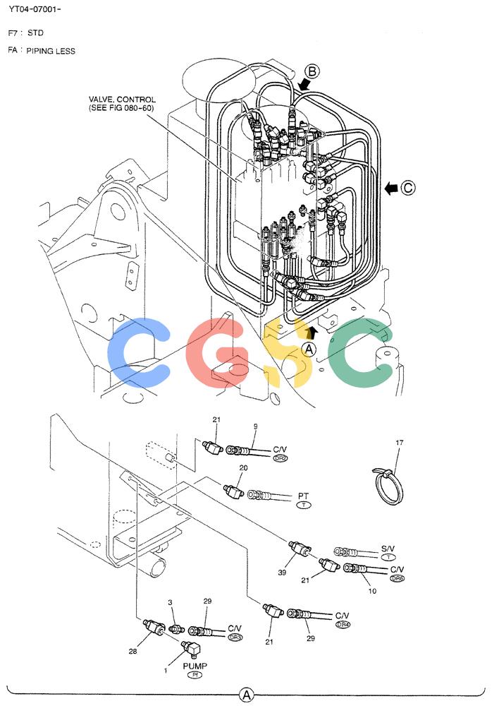 神钢零件查询(BREAKER) - NIBBLER/BREAKER ATTACHMENT - SK70SR-1E/SK70SR-1ES ASN YT04-07001 (9/04-) (01-033[01]) - CONTROL LINES, MAIN (NIBBLER & BREAKER) Kobelco