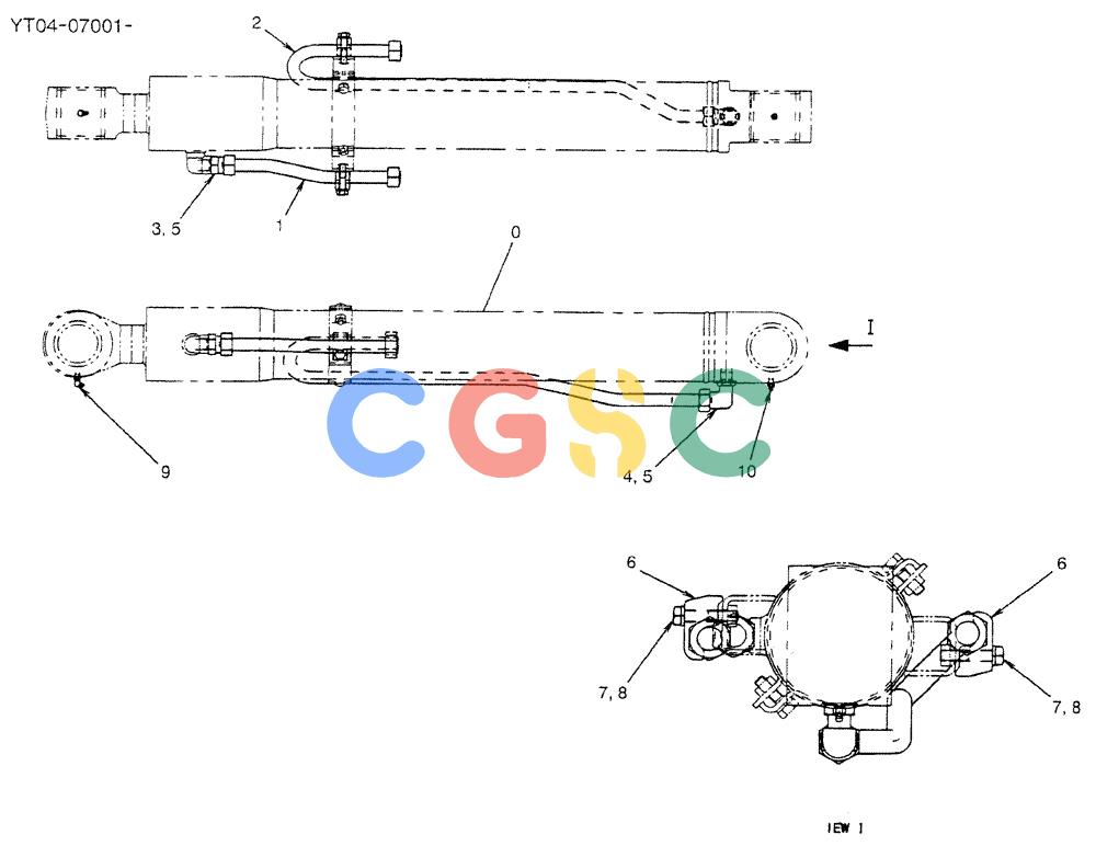 神钢零件查询(BOOM) - ATTACHMENT, (2 PIECE) - SK70SR-1E & SK70SR-1ES ASN YT04-07001 (1/04-12/12) (02-011) - HYD LINES CYLINDER BOOM (STRAIGHT BOOM) Kobelco