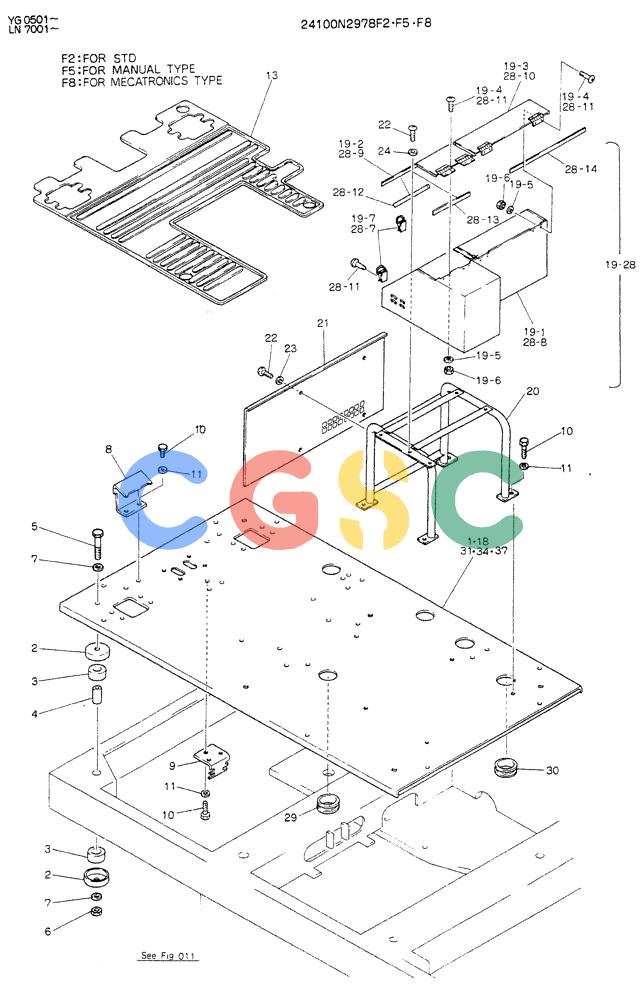 神钢零件查询(K907DLC) - EXCAVATOR ASN YG0501 (1/86-12/03) (02-007) - PLATE ASSY, FLOOR P/N 24100N2978F8 Kobelco
