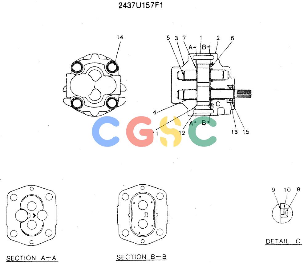 神钢零件查询(MD240C) - EXCAVATOR ASN LLU00601 (1/80-12/06) (14-001) - PUMP ASSY, GEAR Kobelco