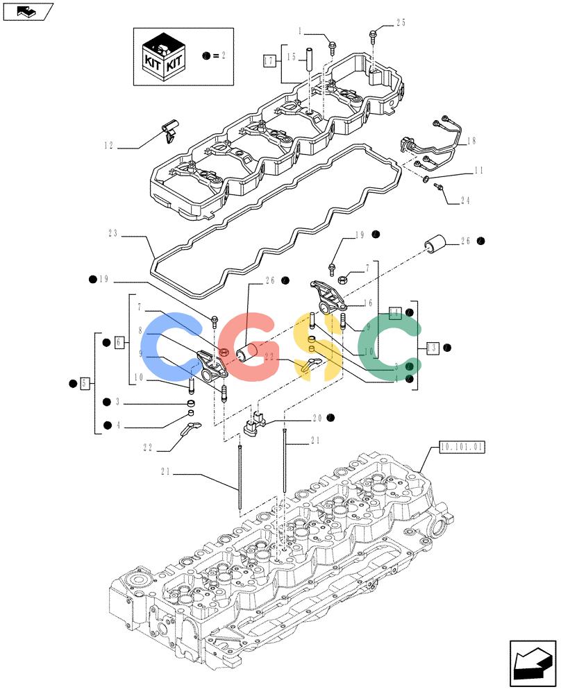 神钢零件查询(F4HFE613Z A005) - ENGINE 5801366340 - 84285367 (9/10-) (10.106.02) - ROCKER SHAFT (504049017) Kobelco