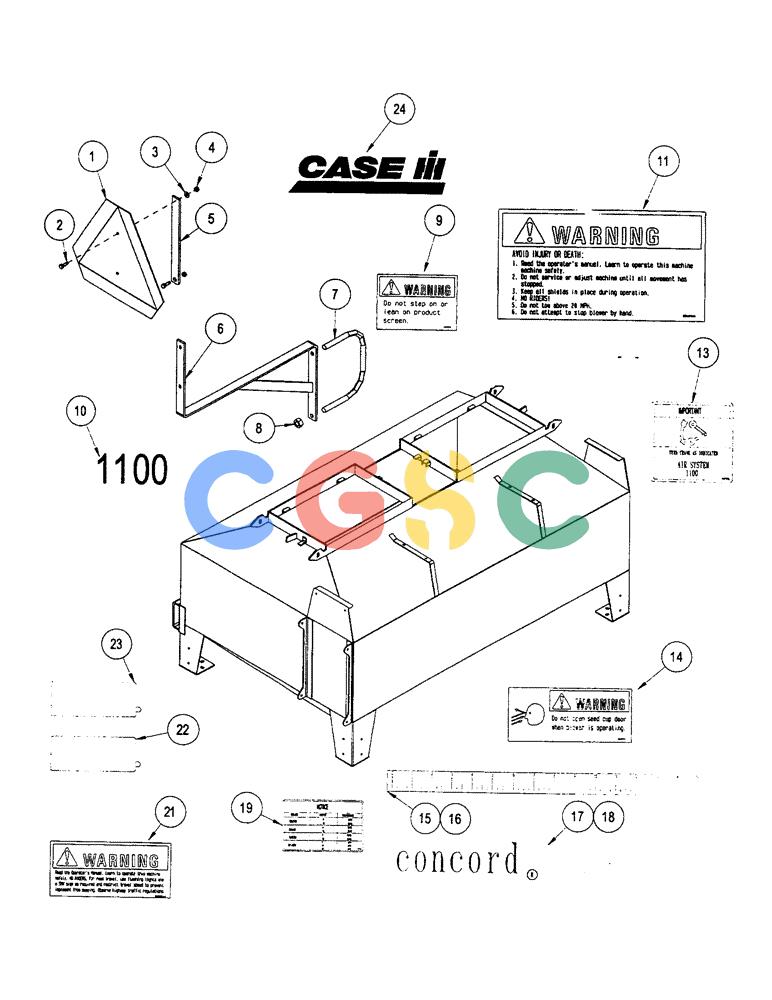 凯斯零件查询(1100) - CONCORD AIR SYSTEM (10/97-12/00) (E52) - DECALS, 1100 RED Case Agriculture