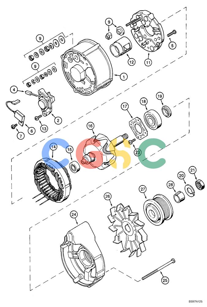 纽荷兰零件查询(DC85) - CRAWLER DOZER (8/04-) (04-02) - ALTERNATOR ASSY (MODELS WITHOUT AIR CONDITIONING) New Holland Constructuion