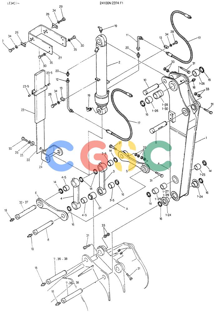 神钢零件查询(K903B) - EXCAVATOR ASN LE3401 (1/85-12/03) (09-022) - ARM ASSY 1.7M, P/N 24100N2374F1 Kobelco