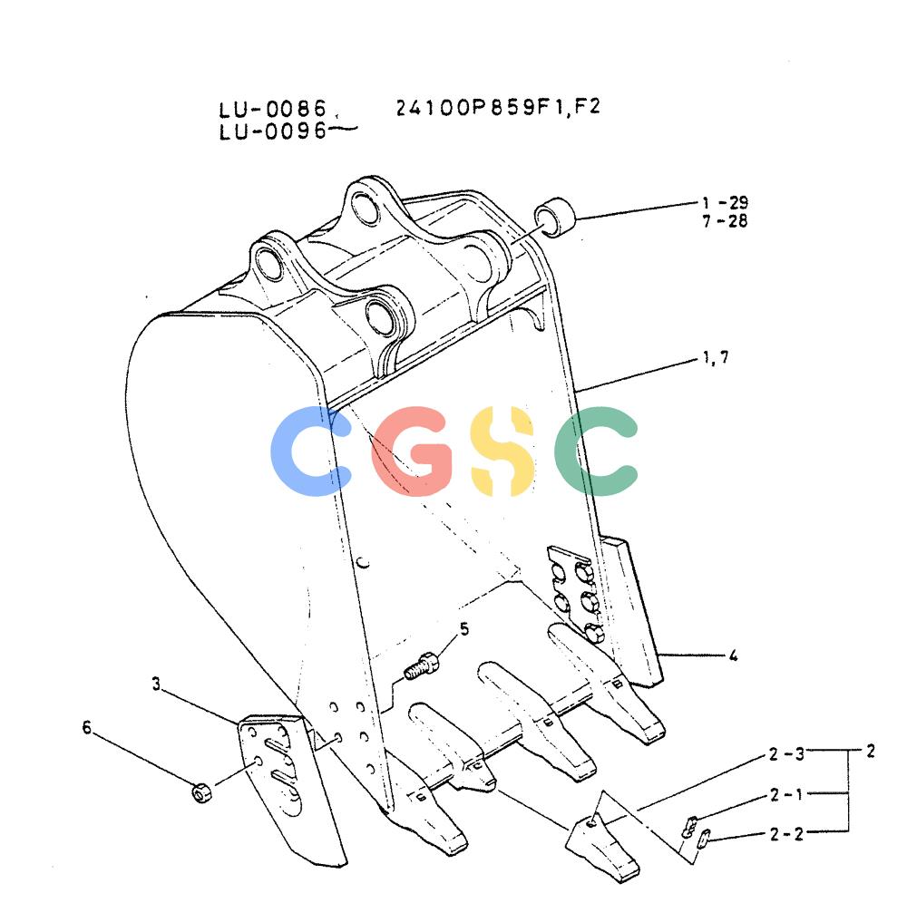 神钢零件查询(K935) - EXCAVATOR SUPPLEMENT ASN LU00154 (1/76-12/03) (08-005) - BUCKET ASSY, 2.0M³ Kobelco