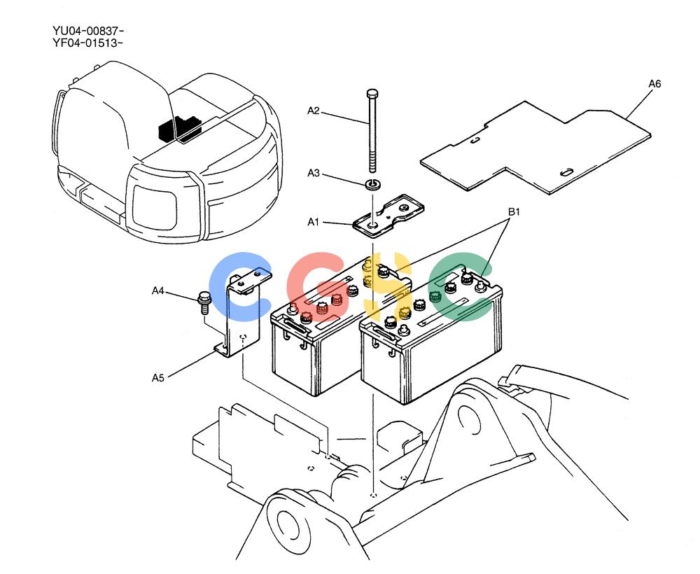 纽荷兰零件查询(E235SRLC) - CRAWLER EXCAVATOR BTW YU04-00837 - YU04-01417 (01-050) - BATTERY INSTAL New Holland Constructuion