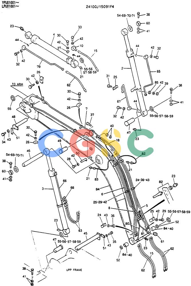 神钢零件查询(SK130LC) - EXCAVATOR BTW YPU1001 - YPU2000 (1/98-12/98) (08-002) - BOOM ASSY 4.6M (24100J1509F4) Kobelco