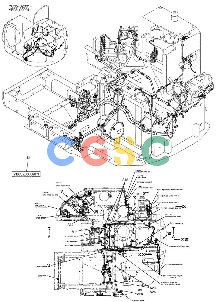纽荷兰零件查询(E235BSRNLC) - CRAWLER EXCAVATOR ASN YU05-02001 (01-071[01]) - HARNESS ASSY, UPP, P/N YB13E00023F1 New Holland Constructuion