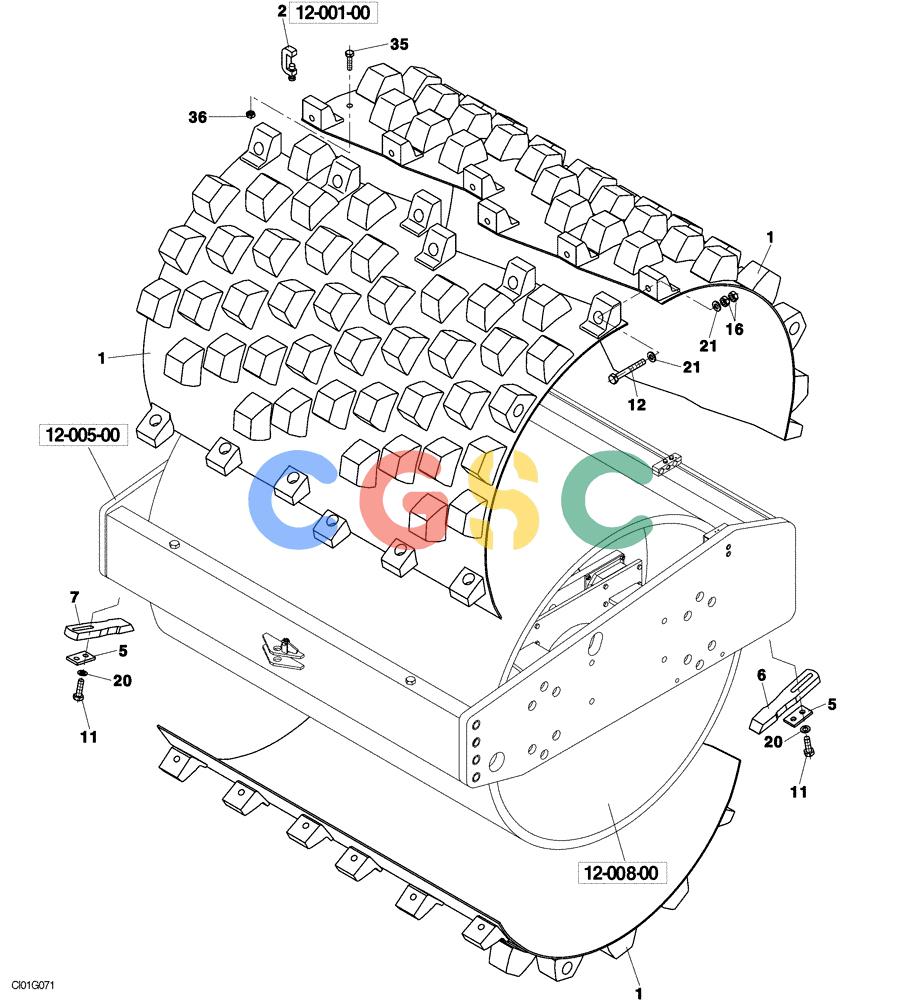 纽荷兰零件查询(CV900) - VIBRATORY ROLLER (9/01-) (12-009-00[01]) - ADAPTING THE DRUM FOR TAMPING COMPACTION New Holland Constructuion