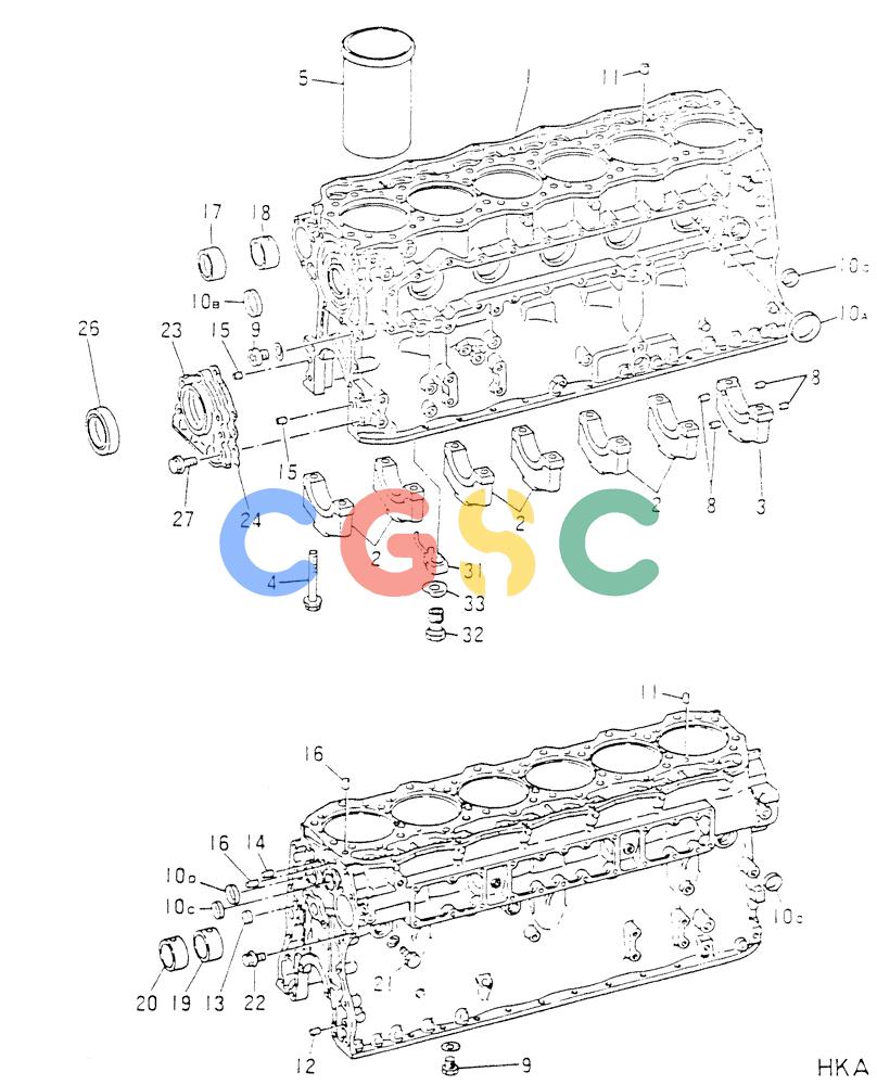神钢零件查询(6D16-T) - MITSUBISHI DIESEL ENGINE - K907 & MD180LC (1/87-12/06) (01-002) - CYLINDER BLOCK Kobelco