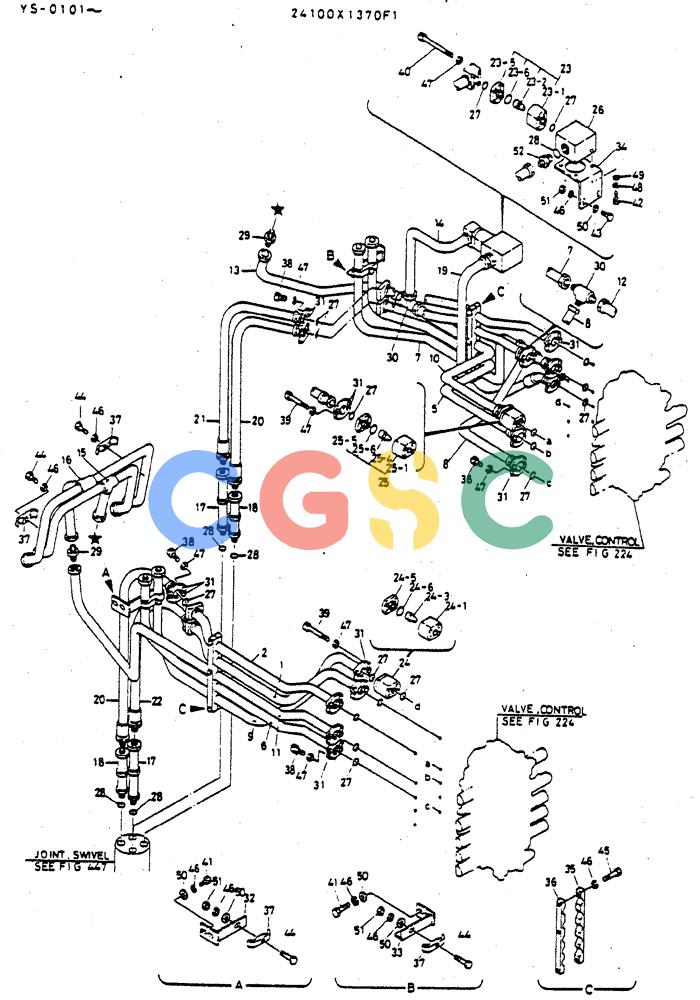 神钢零件查询(MD400LC) - EXCAVATOR BTW YS0101 - YS0200 (1/80-12/06) (04-003) - HYDR LINES, UPP/ P.N. 24100X1369F1 Kobelco