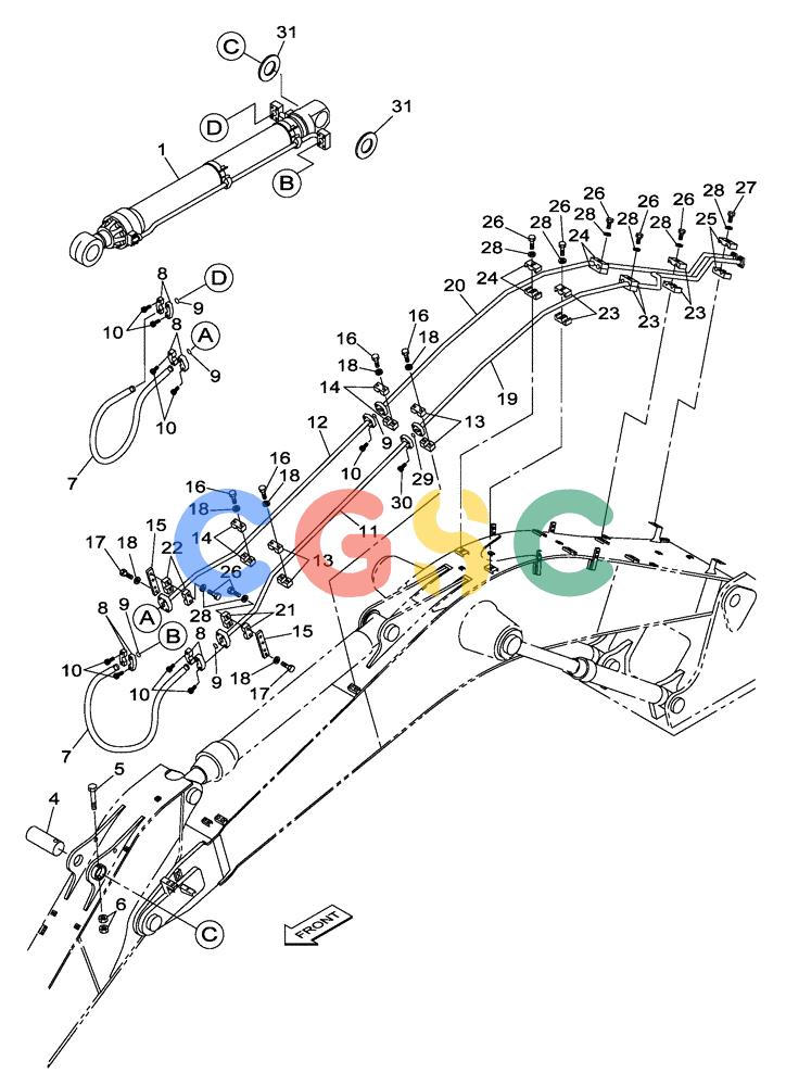 纽荷兰零件查询(E805) - CRAWLER EXCAVATOR TIER 3 (7/06-) (08-021-00[01]) - HYDRAULIC CIRCUIT - BUCKET CYLINDER - BOOM (8.40 M) - DIPPER (3.60 M) New Holland Constructuion