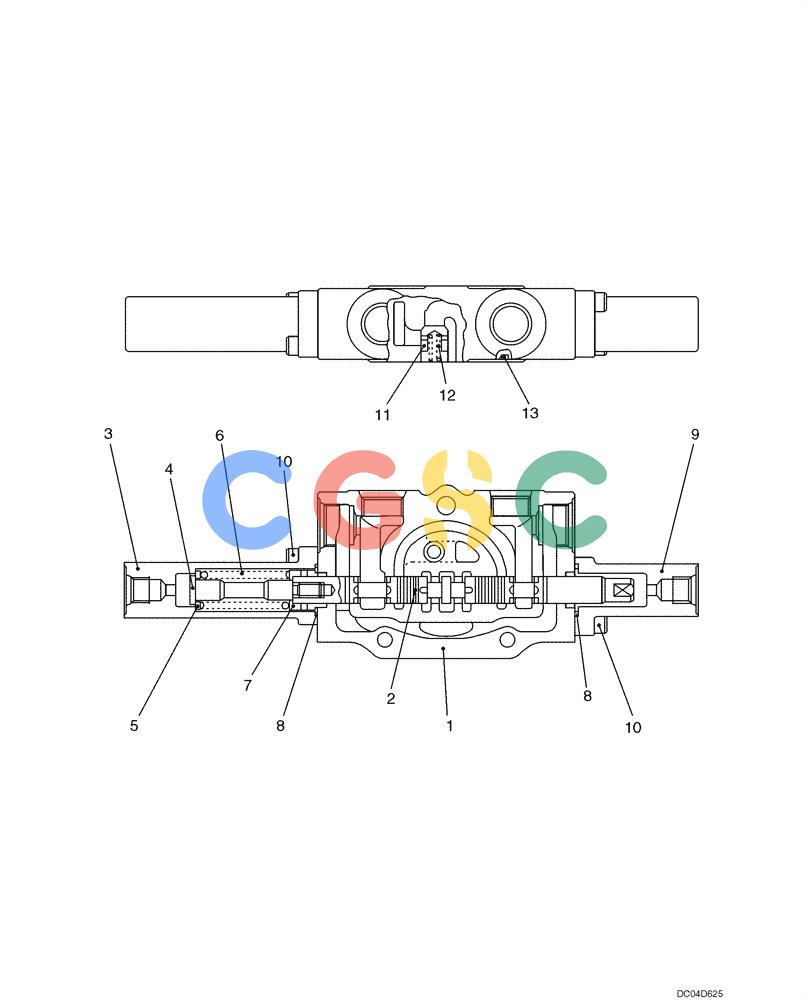 纽荷兰零件查询(E130) - CRAWLER EXCAVATOR (N.A.) (1/06-) (08 -62[00]) - SECTION ASSY, SPOOL (YT30V00027F1) New Holland Constructuion
