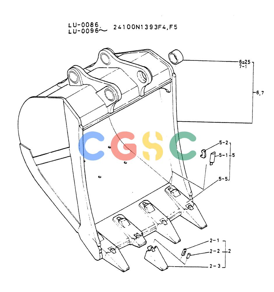 神钢零件查询(K935) - EXCAVATOR SUPPLEMENT ASN LU00154 (1/76-12/03) (08-007) - BUCKET ASSY, ROCK, 2.0M³ Kobelco