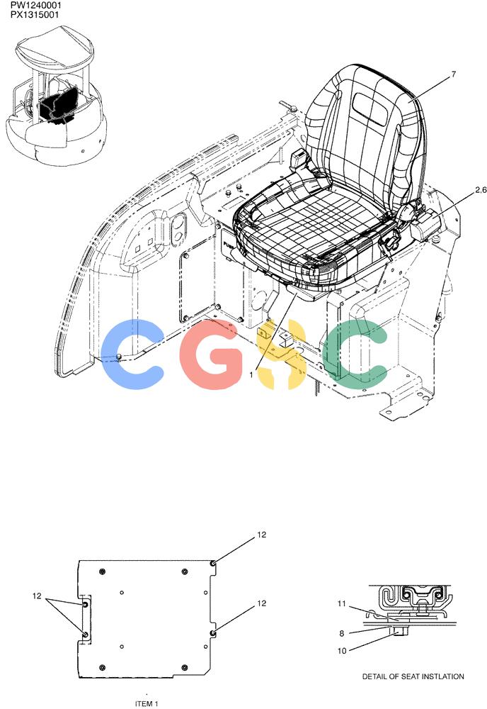 纽荷兰零件查询(E35SR) - COMPACT CRAWLER EXCAVATOR ASN PX13-15001 (N6TN61732) (NA) (1/06-) (01-053) - SEAT INSTAL New Holland Constructuion