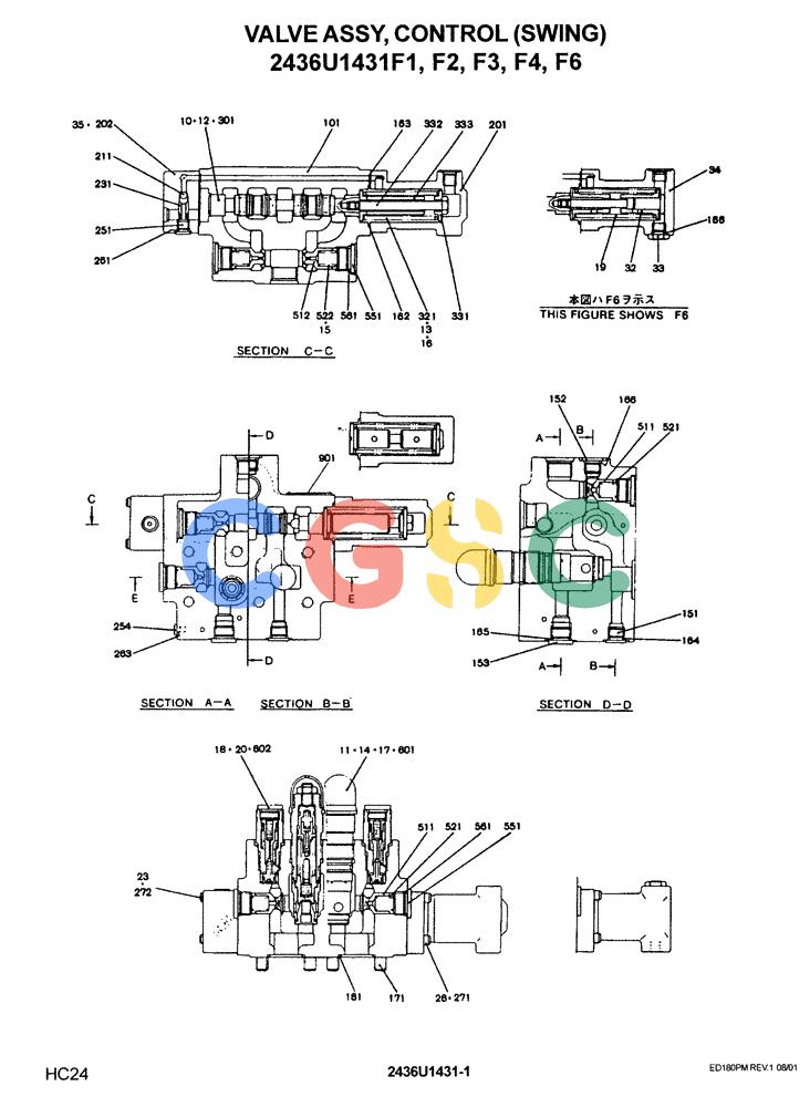 神钢零件查询(ED180) - BLADE RUNNER EXCAVATOR/DOZER ASN YLU0001 (1/99-12/01) (12-012) - VALVE ASSY, CONTROL (SWING) Kobelco