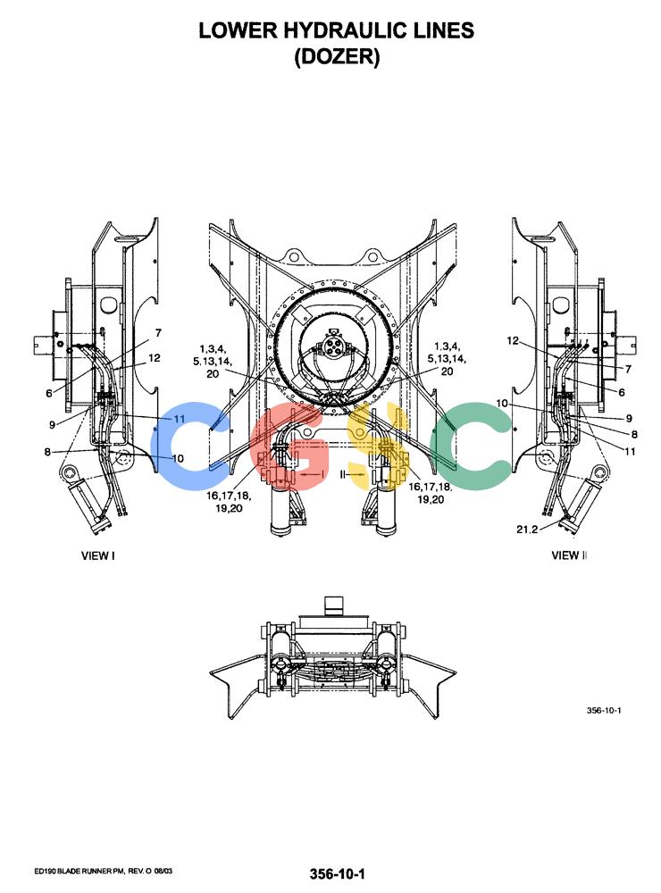 神钢零件查询(ED190LC-6E) - BLADE RUNNER EXCAVATOR/DOZER BTW YL03U0136 - YL03U0292 (1/05-12/06) (02-014[01]) - LOWER HYDRAULIC LINES (DOZER) Kobelco