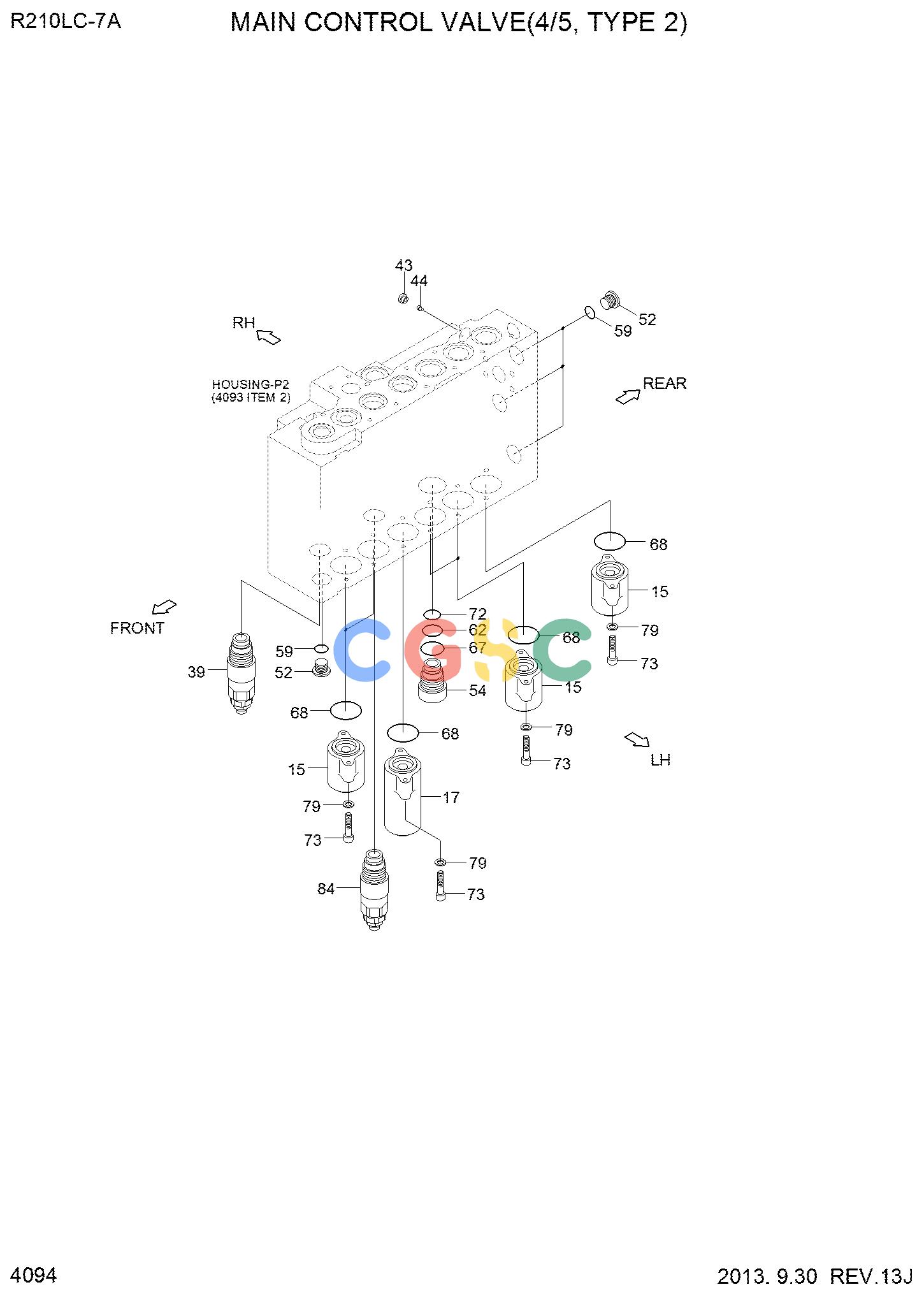 现代零件查询R210LC-7A MAIN CONTROL VALVE(4/5, TYPE2)EPC Hyundai 
