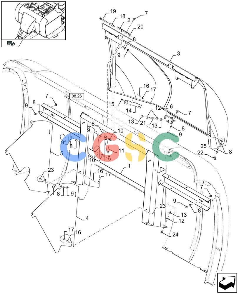 凯斯零件查询(LB433S) - BIG RECTANGULAR BALER (9/08-12/12) (08.01[01]) - PROTECTIONS FLYWHEEL, SUPPORT Case Agriculture