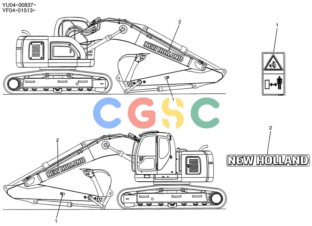 纽荷兰零件查询(E235SRLC) - CRAWLER EXCAVATOR BTW YU04-00837 - YU04-01417 (06-006) - NAME PLATE INSTAL (ATTACHMENTS) New Holland Constructuion