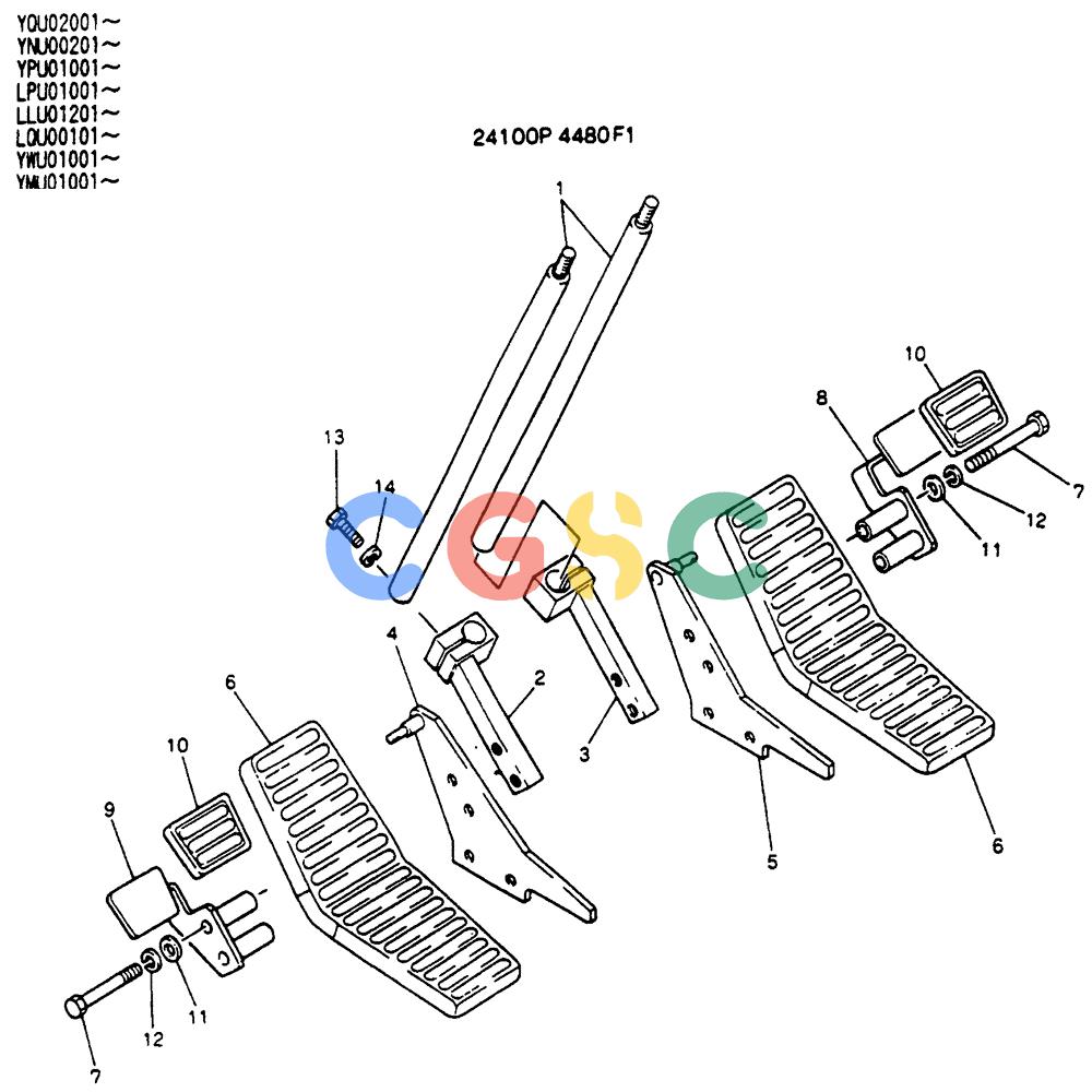 神钢零件查询(SK130LC) - EXCAVATOR BTW YPU1001 - YPU2000 (1/98-12/98) (03-012) - FOOT PEDAL ASSY (LEVER ASSY, CONTROL) Kobelco