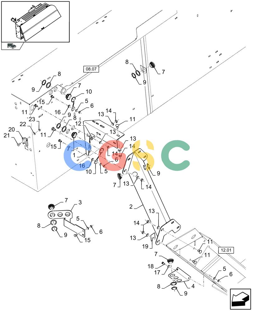 凯斯零件查询(LB433S) - BIG RECTANGULAR BALER (9/08-12/12) (08.27[01]) - TWINE BOXES RH SUPPORT Case Agriculture