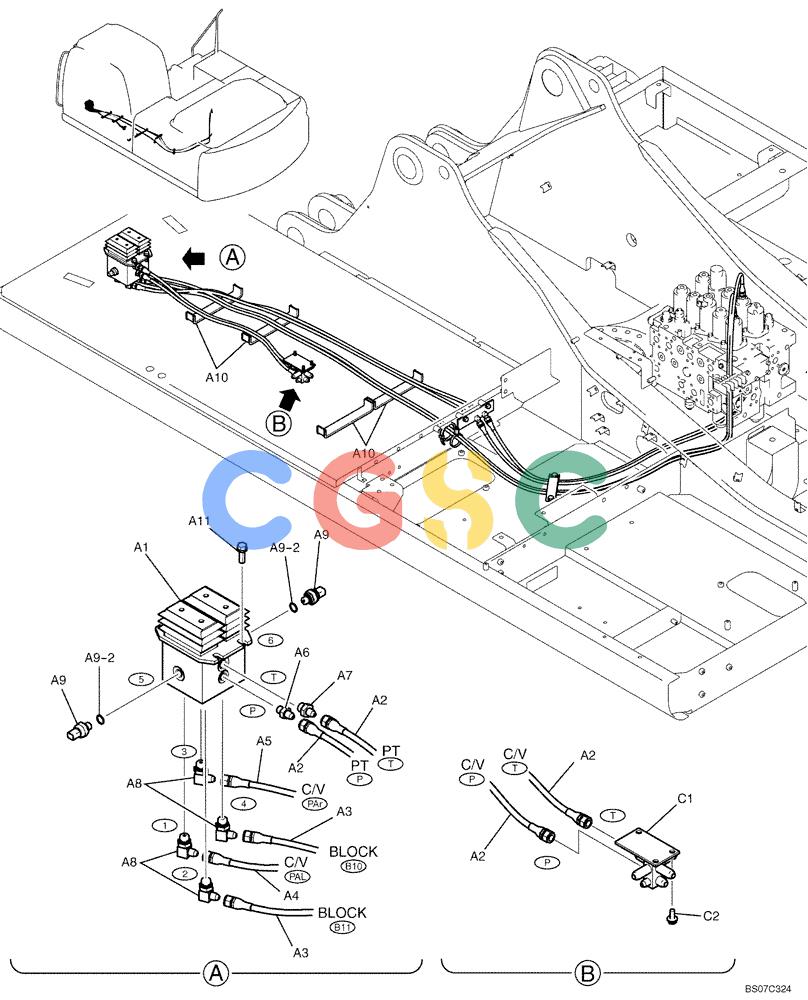纽荷兰零件查询(E175B) - CRAWLER EXCAVATOR TIER 3 (NA) - N7DA16301 - (5/07-) (02-41[00]) - CONTROL LINES, PROPEL (YN62H00029F1) New Holland Constructuion
