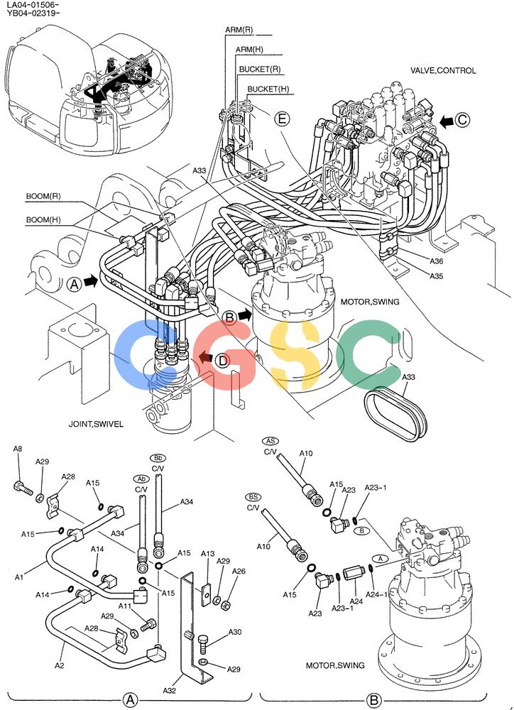 纽荷兰零件查询(E200SRLC) - CRAWLER EXCAVATOR BTW LA04-01506 - LA04-01625 (01-023[01]) - HYD LINES, UPP (MAIN) New Holland Constructuion