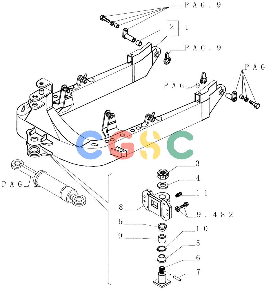 纽荷兰零件查询(DC150.B) - CRAWLER DOZER TIER 2 (3/03-) (9.440[01]) - FRONT IMPLEMENT ALL HYDR.- C-FRAME - 7R - OPTIONAL CODE 784180031 - VERSION (01) New Holland Constructuion