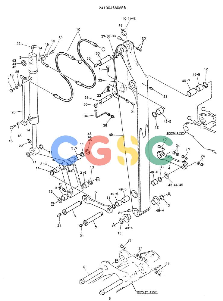 神钢零件查询(K905LC) - MARK II EXCAVATOR BTW YP1001 - YP1281. (4/89-12/03) (07-003) - ARM ASSY, 2.5M Kobelco